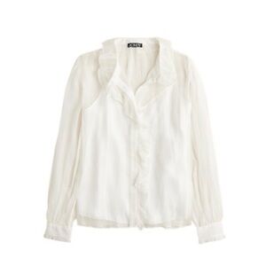 J. Crew White Ruffled Blouse